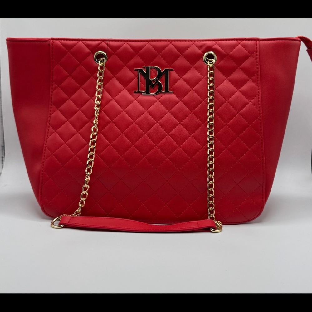 Elegant Red Quilted Tote Bag